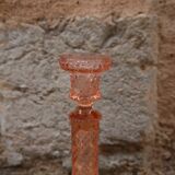 Pink glass candlestick