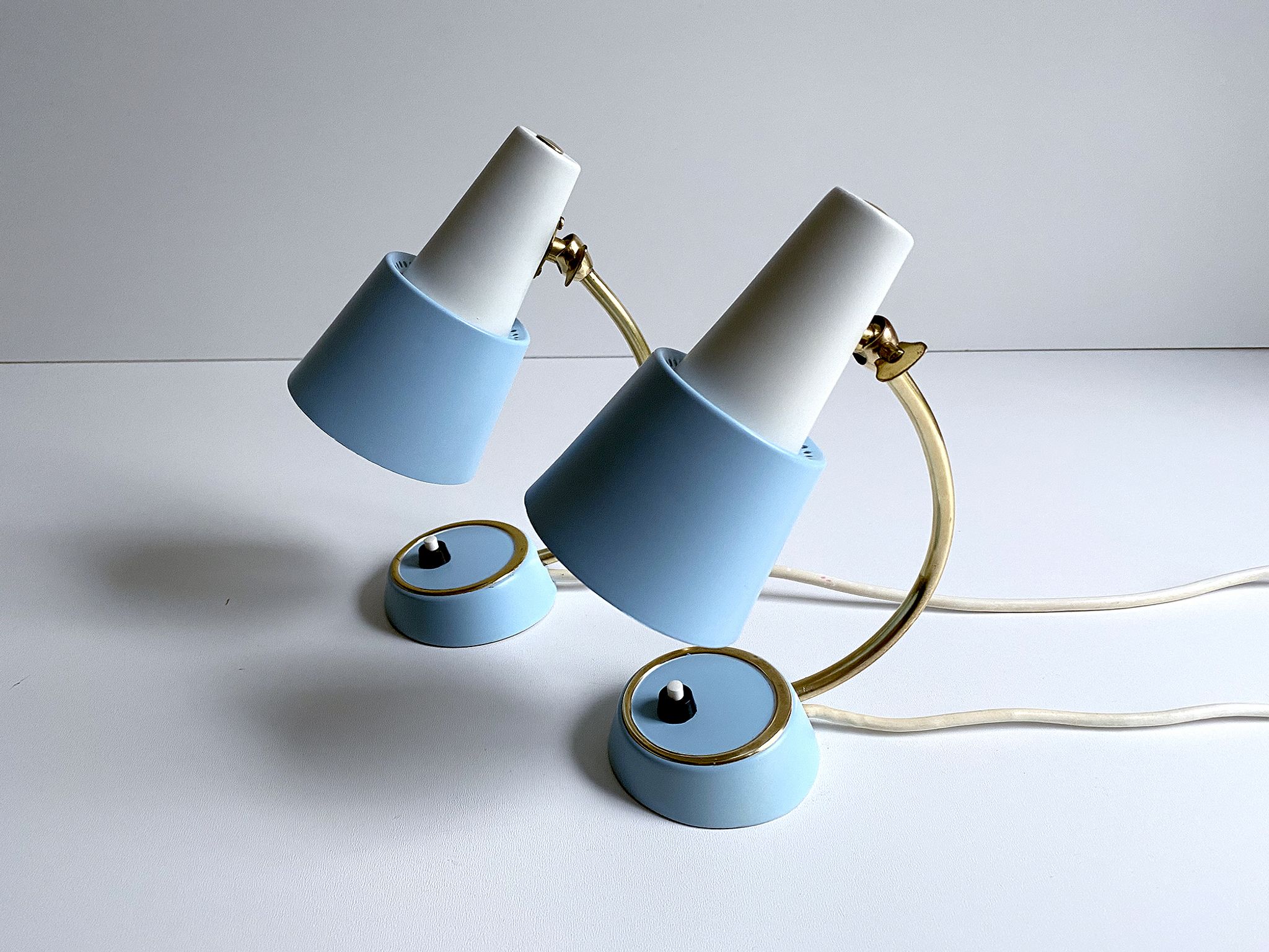 Pair of vintage table or bedside lamps, brass, 50s 60s