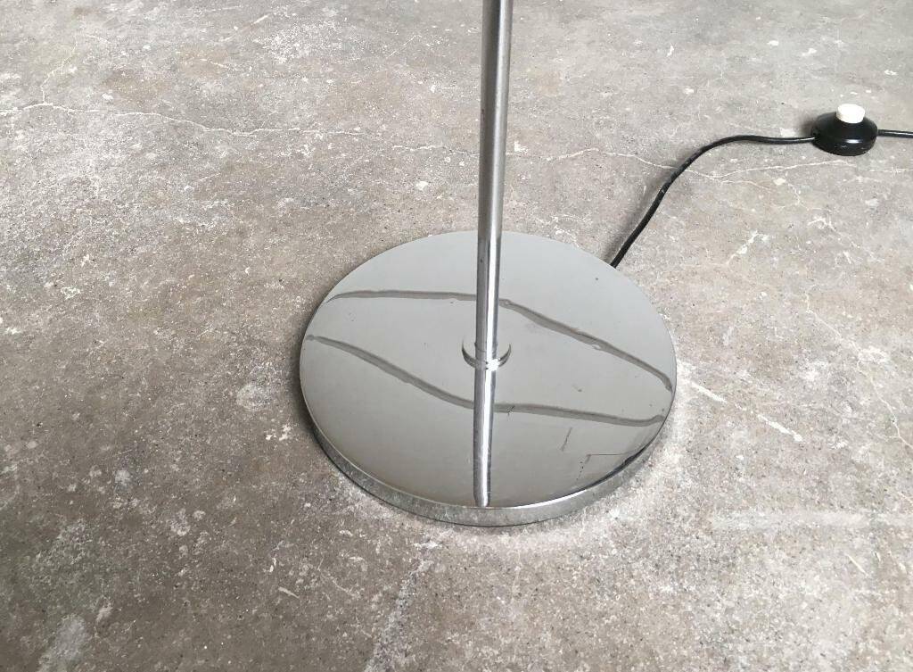 Chrome and glass floor lamp in mid-century German space style by Hustadt Leuchten, 1960s.