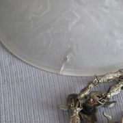 French Art Deco glass pendant light with chain suspension, Muller Frères Lunéville, 1920s-1930s