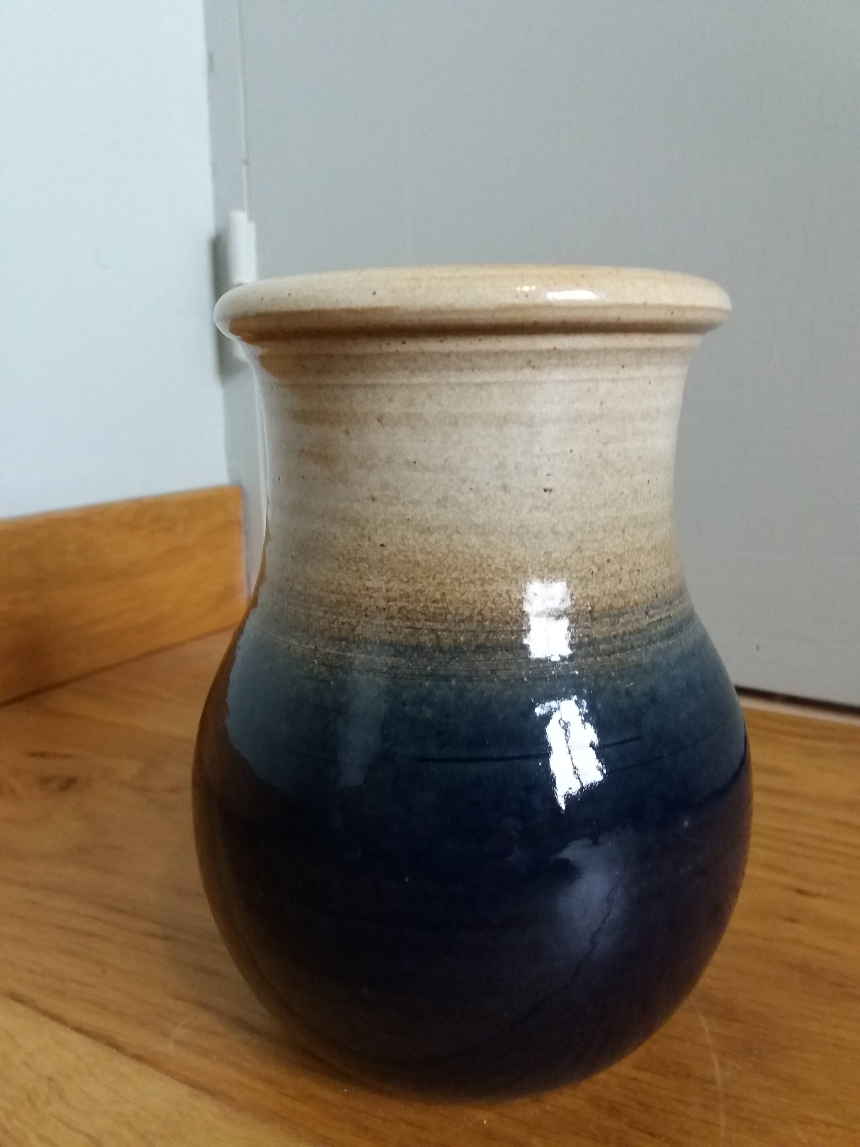 Handcrafted stoneware vase signed Eric Pepin