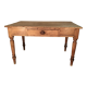 Old solid wood farmhouse table pitchpin turned legs 1 drawer