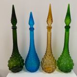 Italian Empoli carafe in amber bubbled glass
