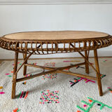 Table ovale en rotin vintage