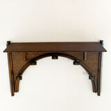 Vintage rattan and cane wall coat rack