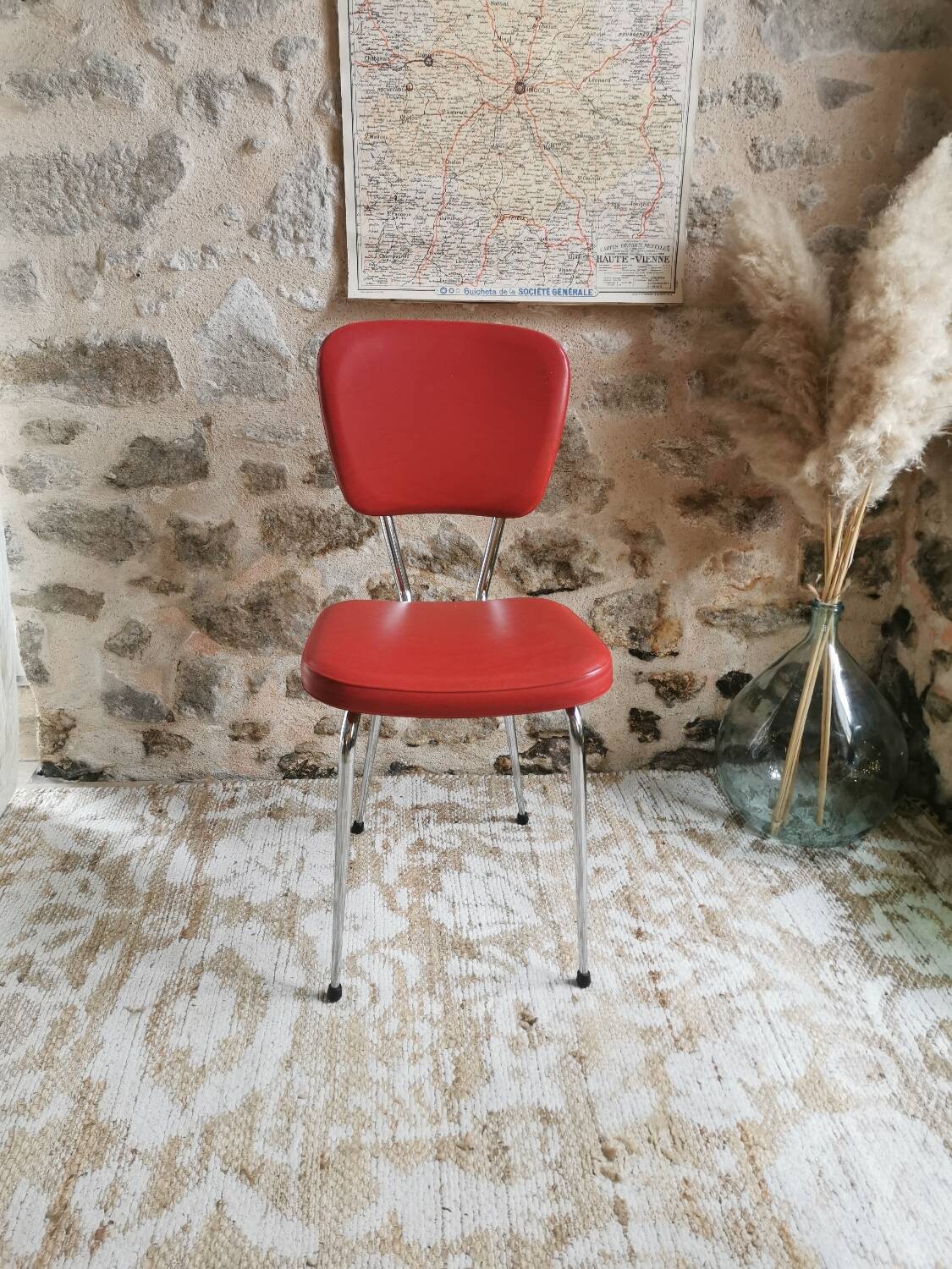 Vintage 60s chair in red leatherette