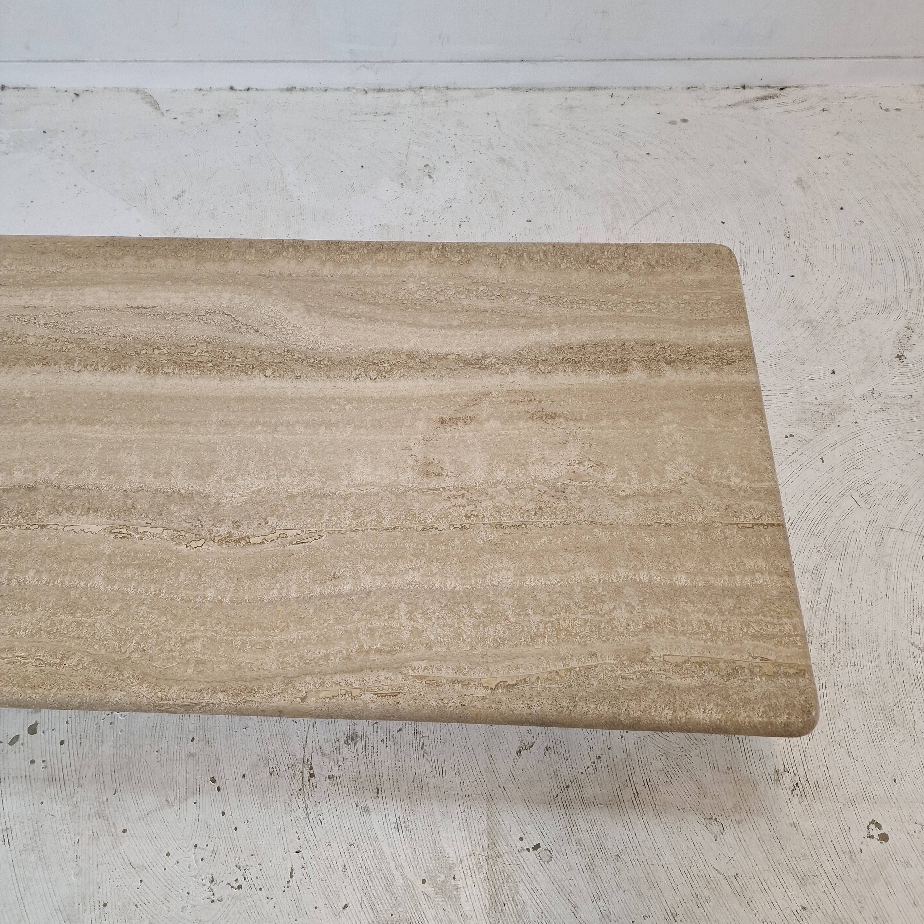 Italian Rectangle Coffee Table in Travertine, 1980s
