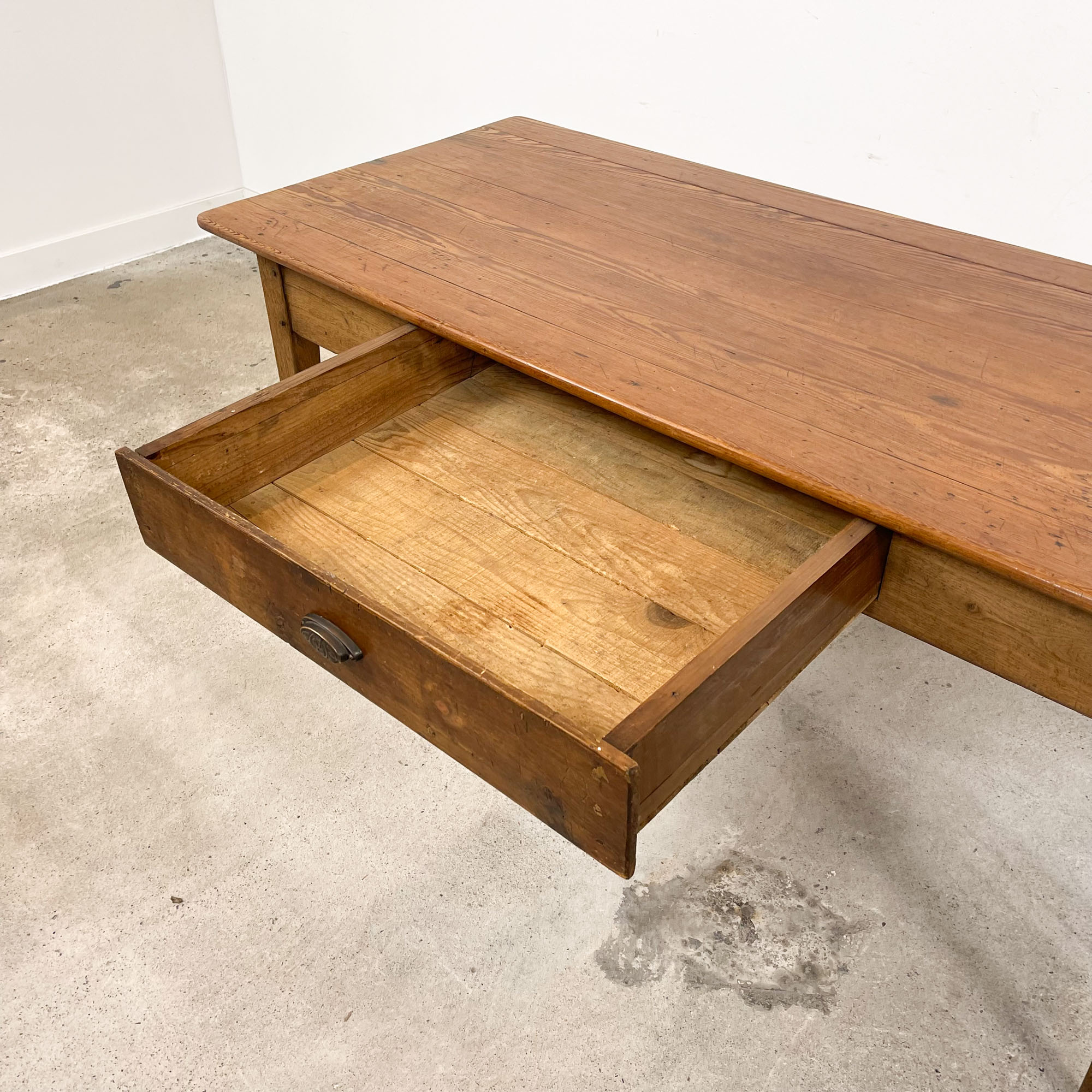 French antique dining table oak and pine