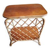 Table d'appoint, chevet en osier et rotin, 1960-1970