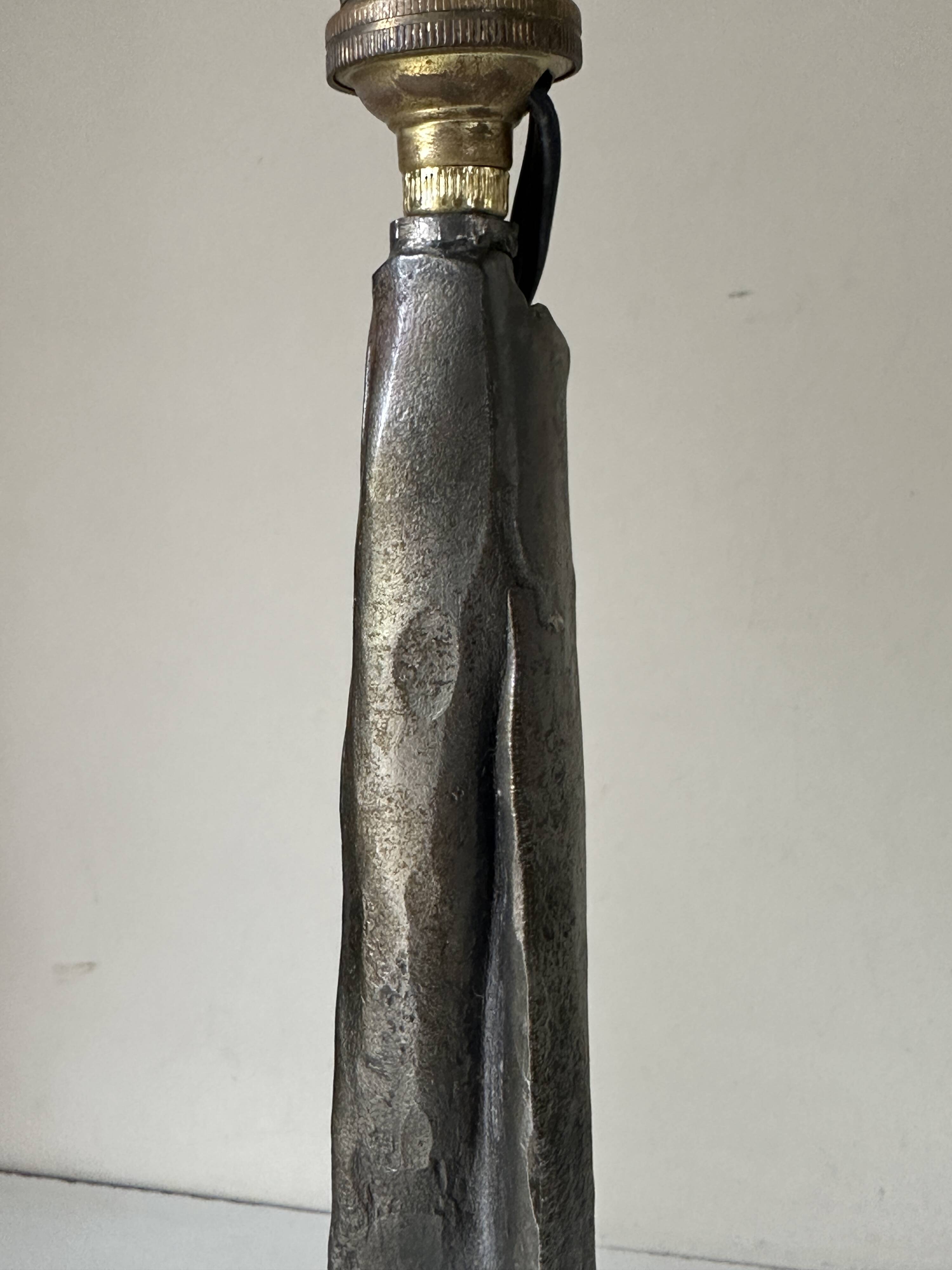 Vintage 60s metal brutalist lamp