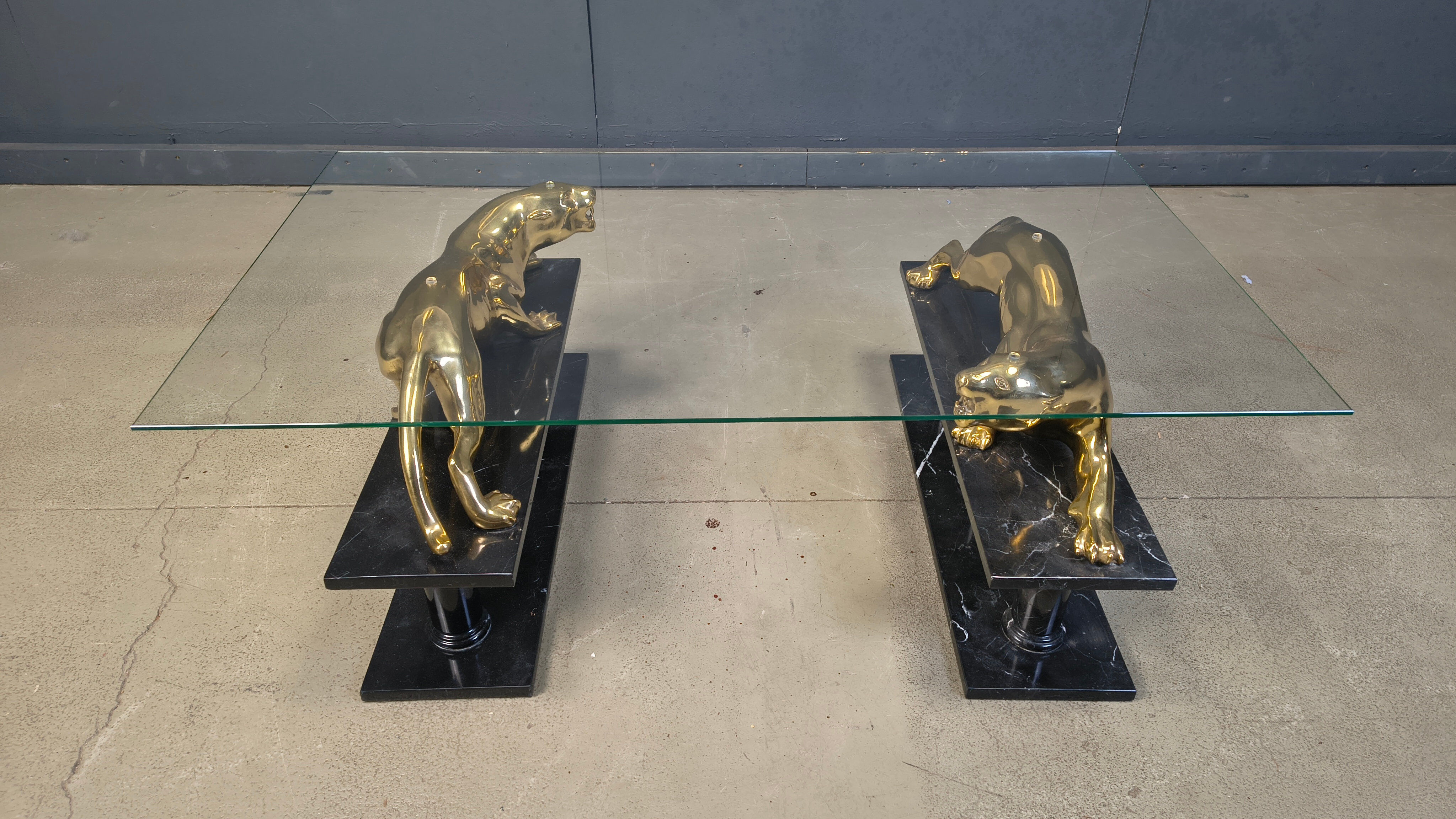 Brass and marble jaguar coffee table, 1970s