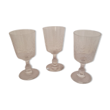 3 cut crystal glasses, foliage