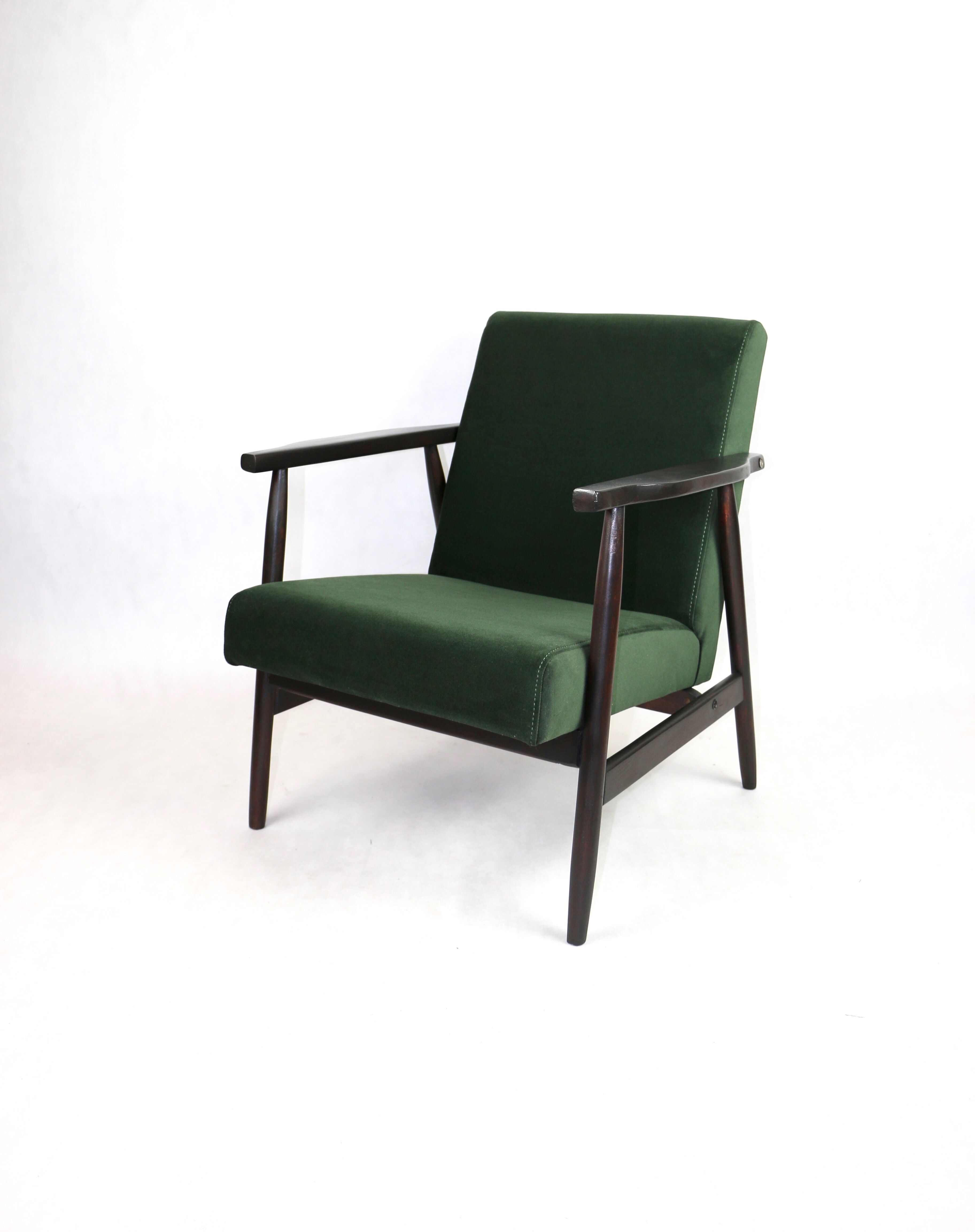 Vintage green olive easy chair, 1970s - dark wood