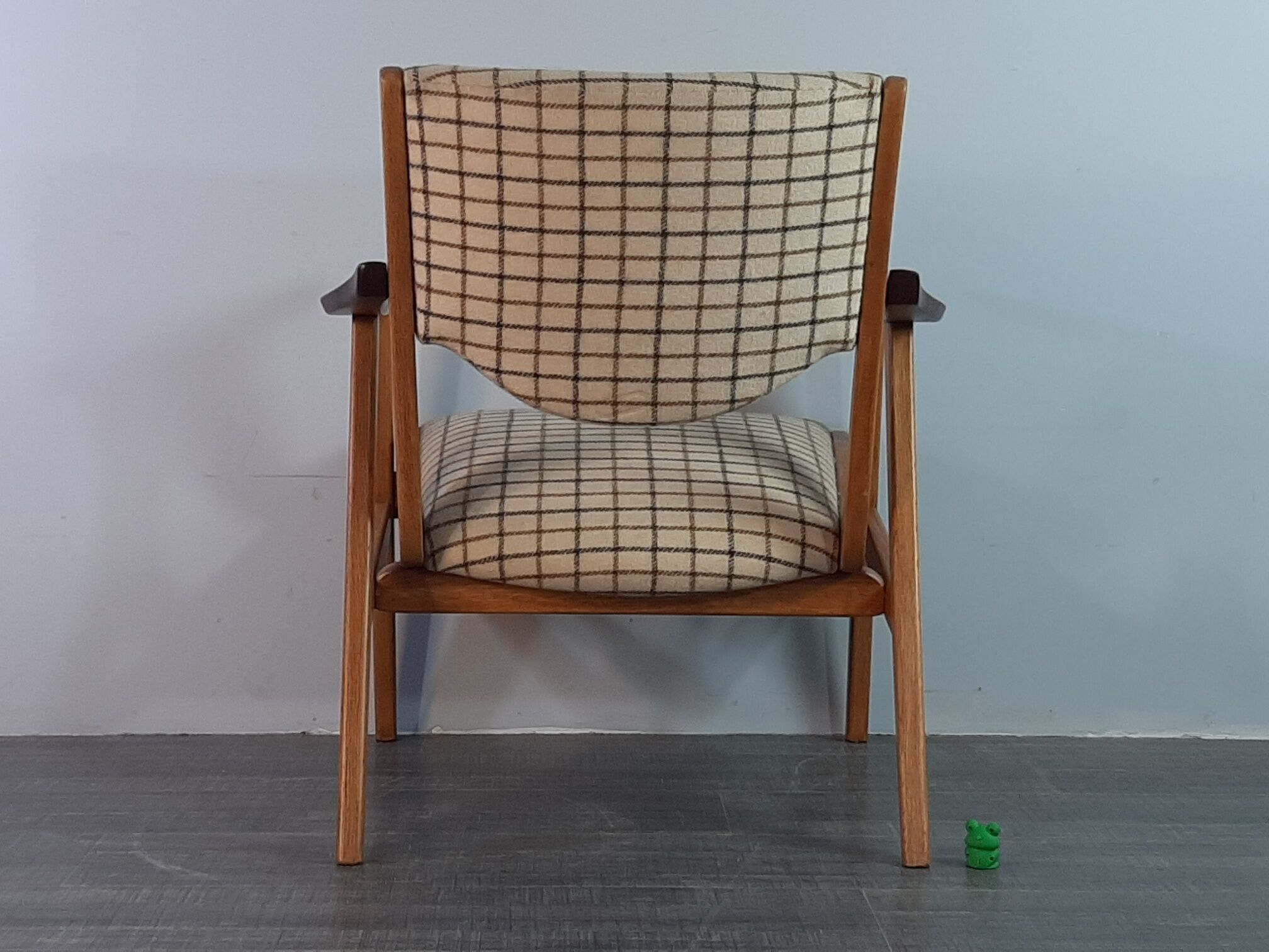Danish Oak and Wool Chair, Mid-Century Scandinavian 1950s