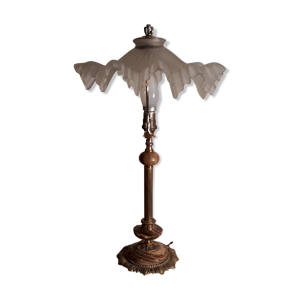 Lampe marbre brun pied