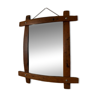 Brutalist wooden mirror 73cm x 86cm