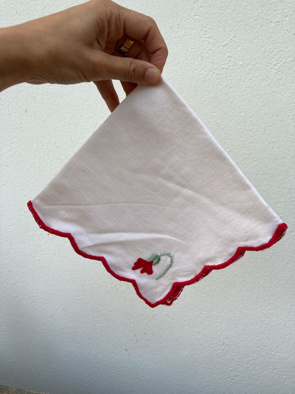 12 antique hand-embroidered linen napkins