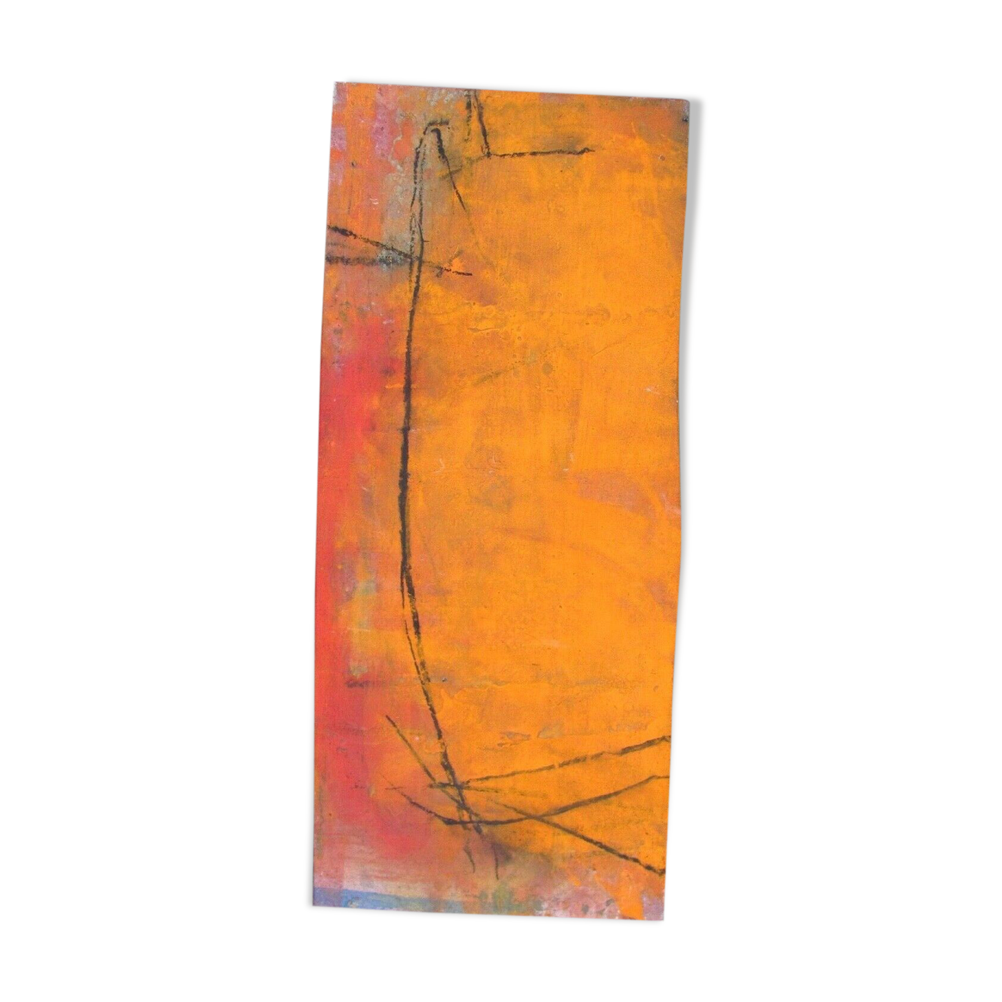 Tableau art contemporain sur fond orange