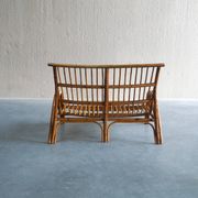 Mid-century rattan & bamboo two-seater lounge sofa