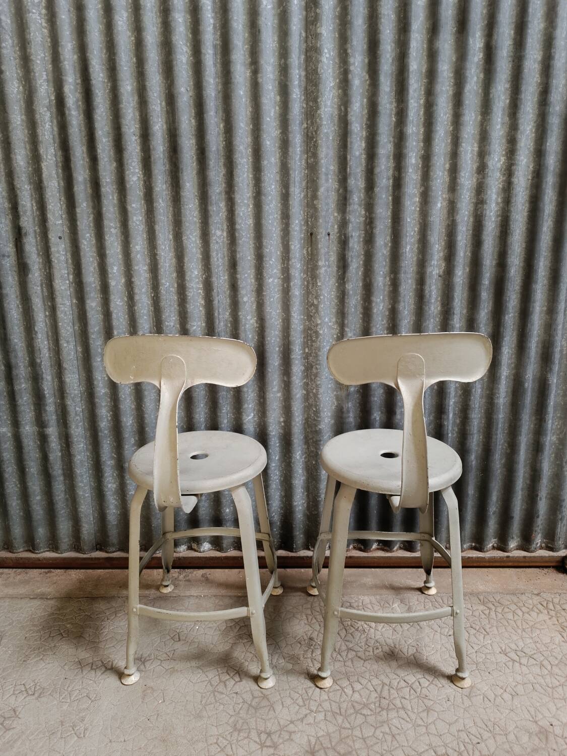 Pair of Nicole Vintage high chairs - Workshop stool