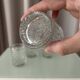 Set of 4 Vintage Ice Textured Shot Glasses / Tealight Holders