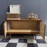 2-door wood sideboard or Record cabinet 1970s