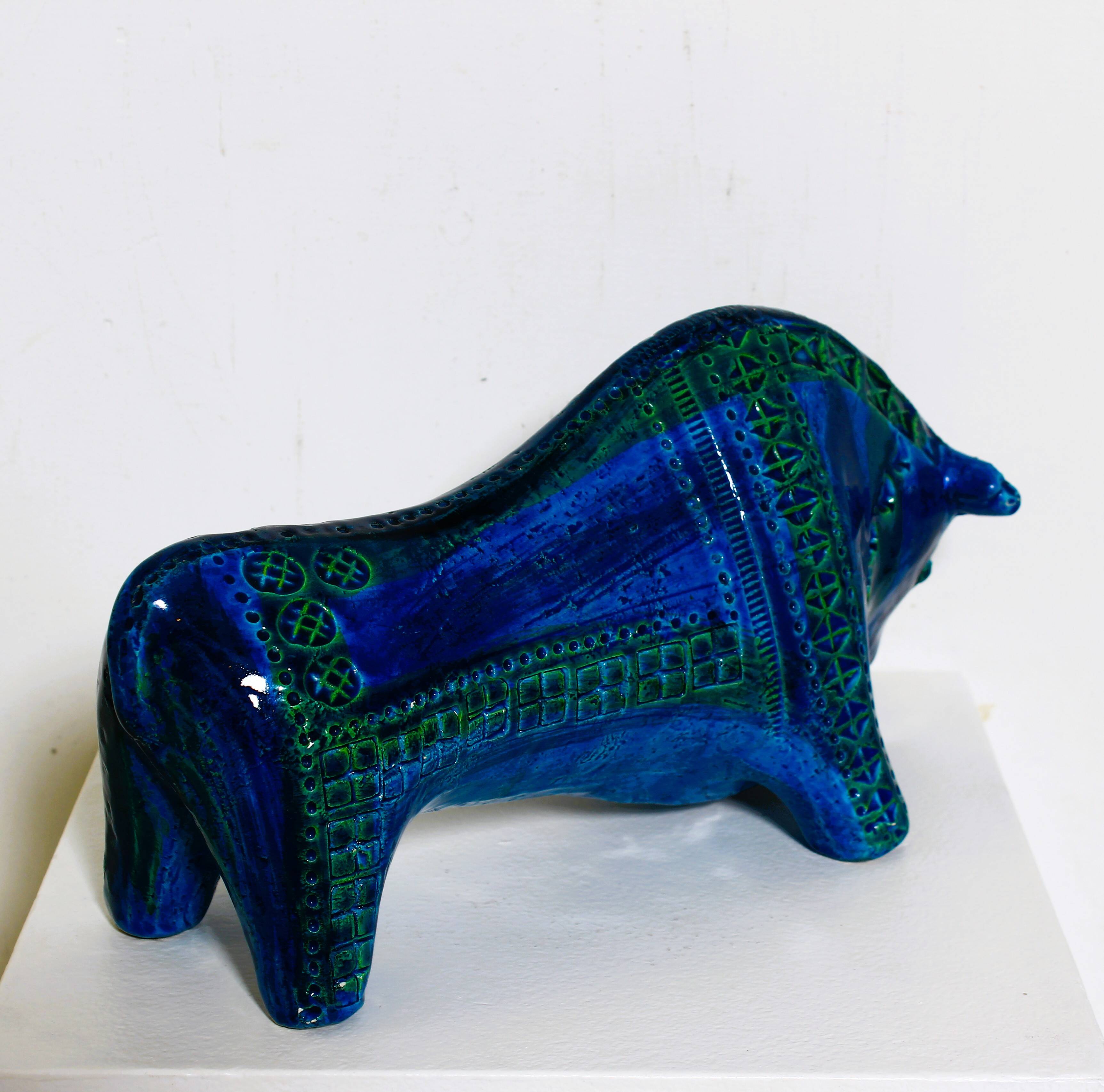 Aldo Londi Bitossi Rimini Taureau Bleu Italie, années 1960