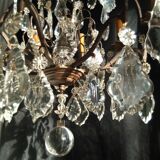 Old chandelier with tassels, bronze and crystal, 8 lights. Louis XV style.