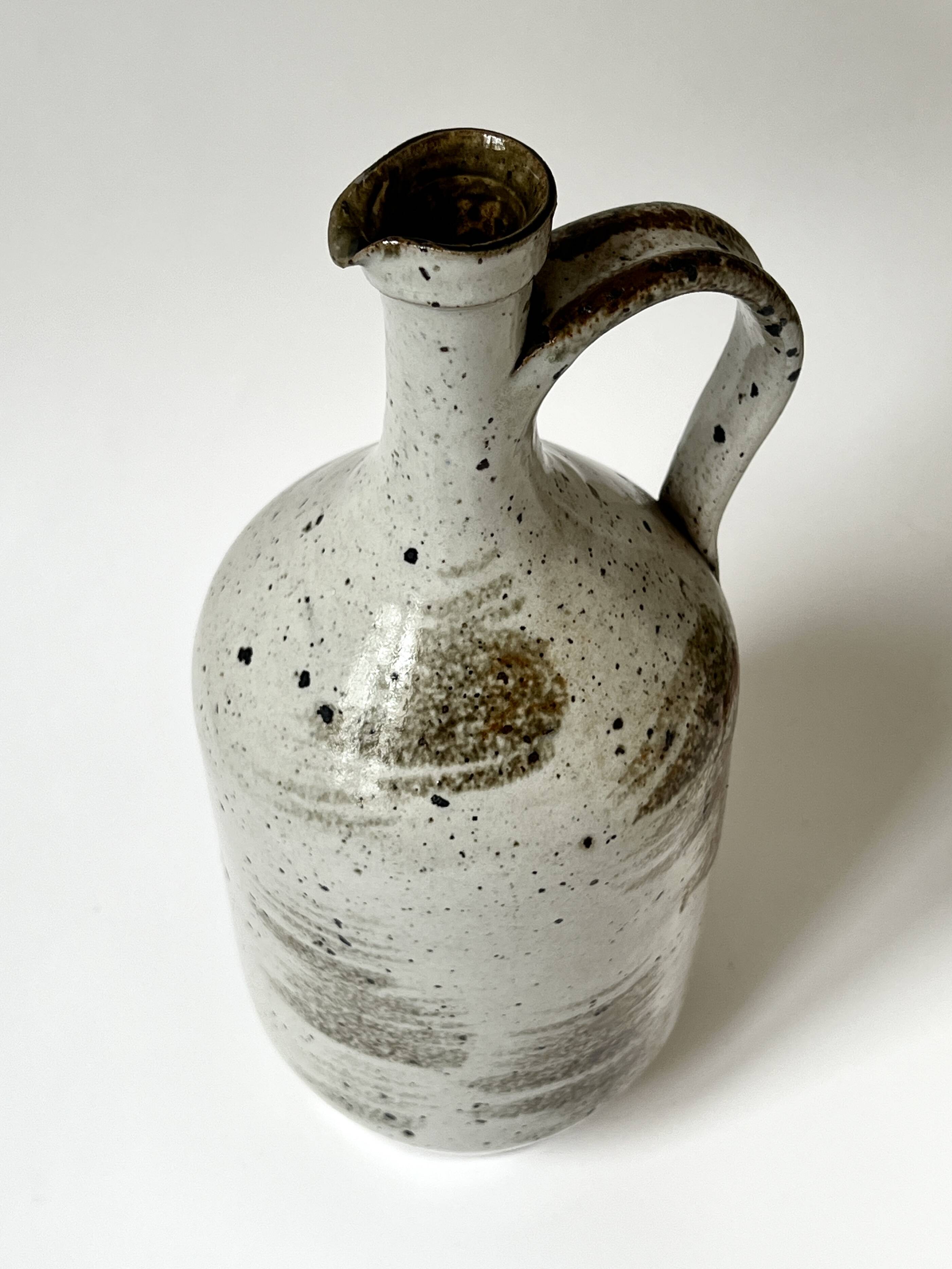 Large enamelled stoneware jug signed Albert Breton, FR Vézelay.