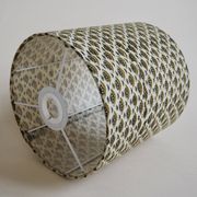 Wooden lamp with block print shade