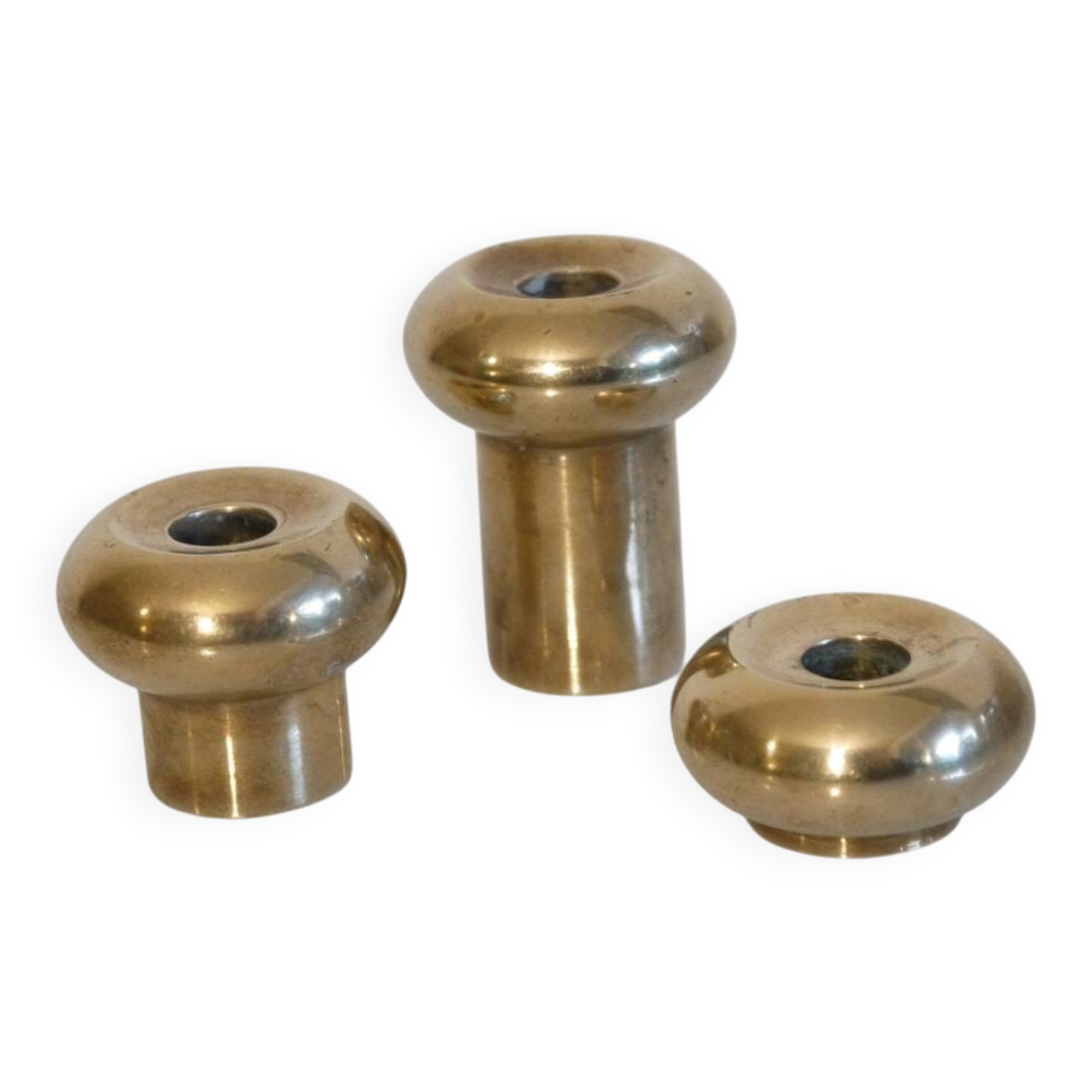 Set of Scandinavian brass candlesticks, 1960s