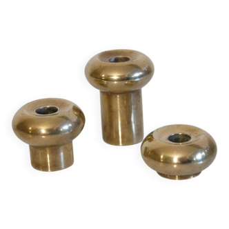 Set of Scandinavian brass candlesticks, 1960s