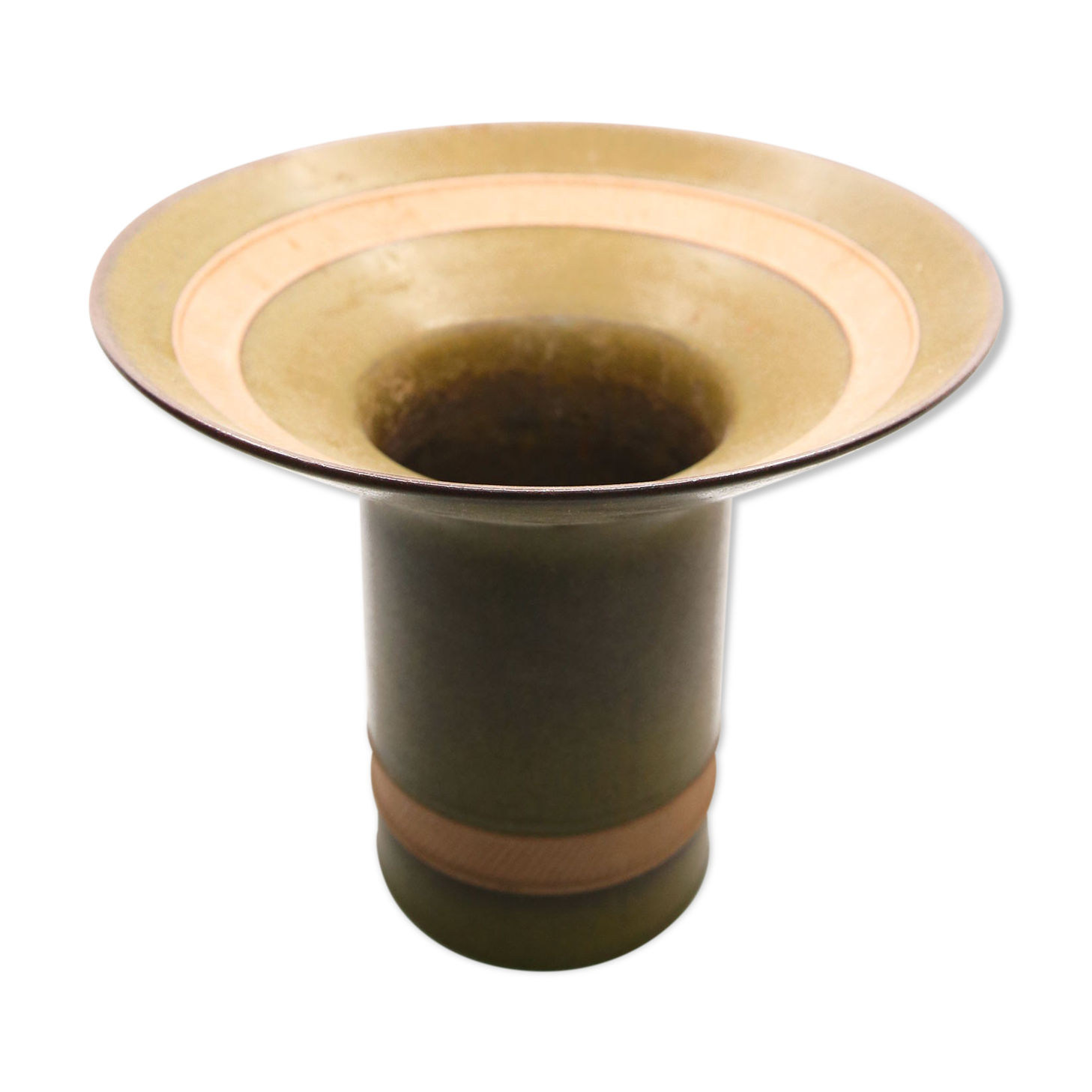 Vase corolle en grès vert olive des Sixties de Rosenthal Studio Linie