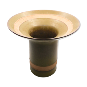Vase corolle en grès vert olive