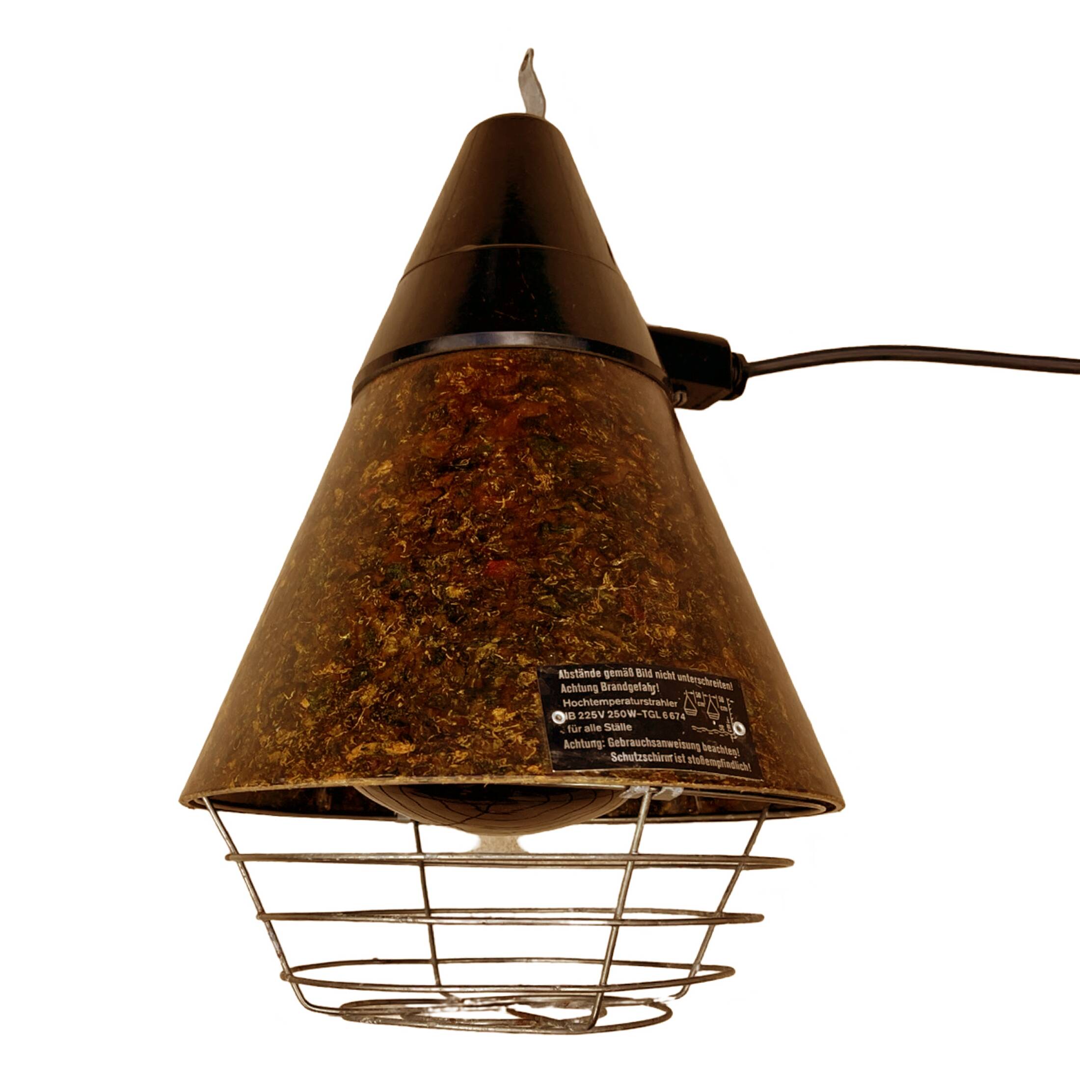 Industrial hanging lamp, heating, Narva Leuchen, Germany, 1970s.