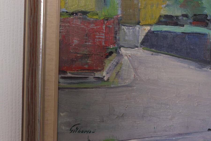 Original Swedish oil on canvas – “Church” by Stig Gilborne – vintage & framed – 67 × 52 cm (26.4" × 20.5")