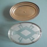 antique oval glass box, Art Deco style, French glass box