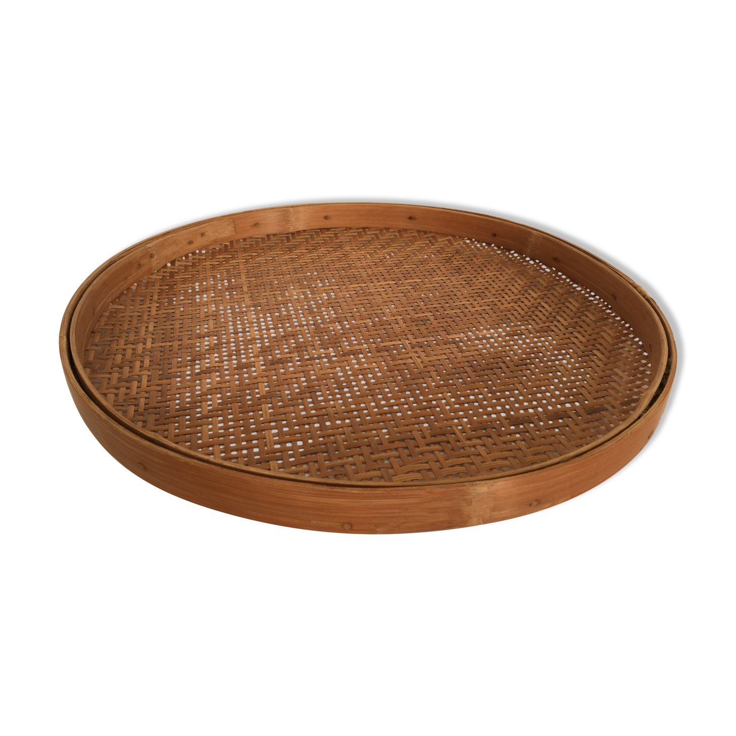Large platter vintage rattan