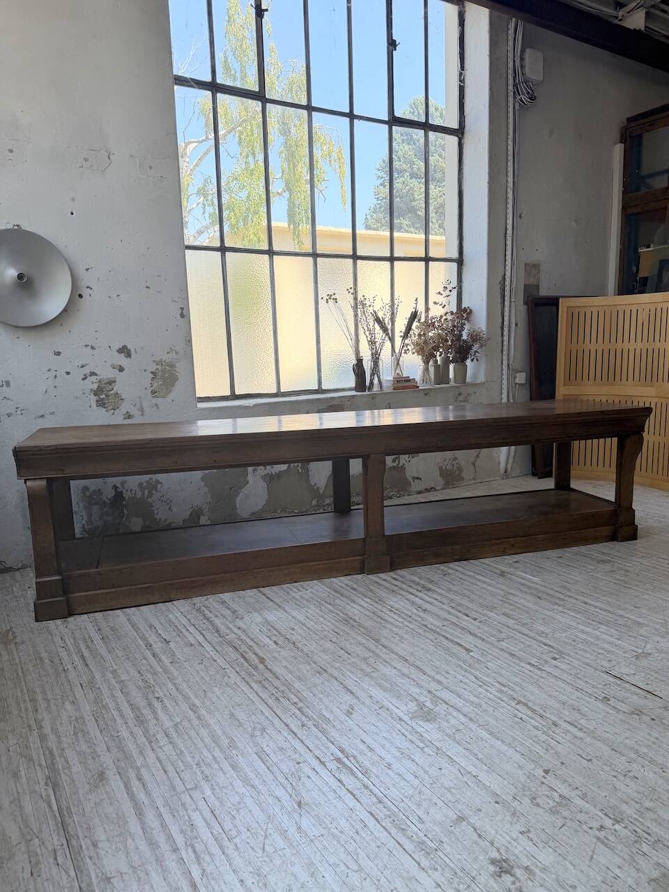 Table de gantier drapière 1900 chêne massif 330cm XL