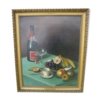 Anciènne peinture nature morte aux fruits