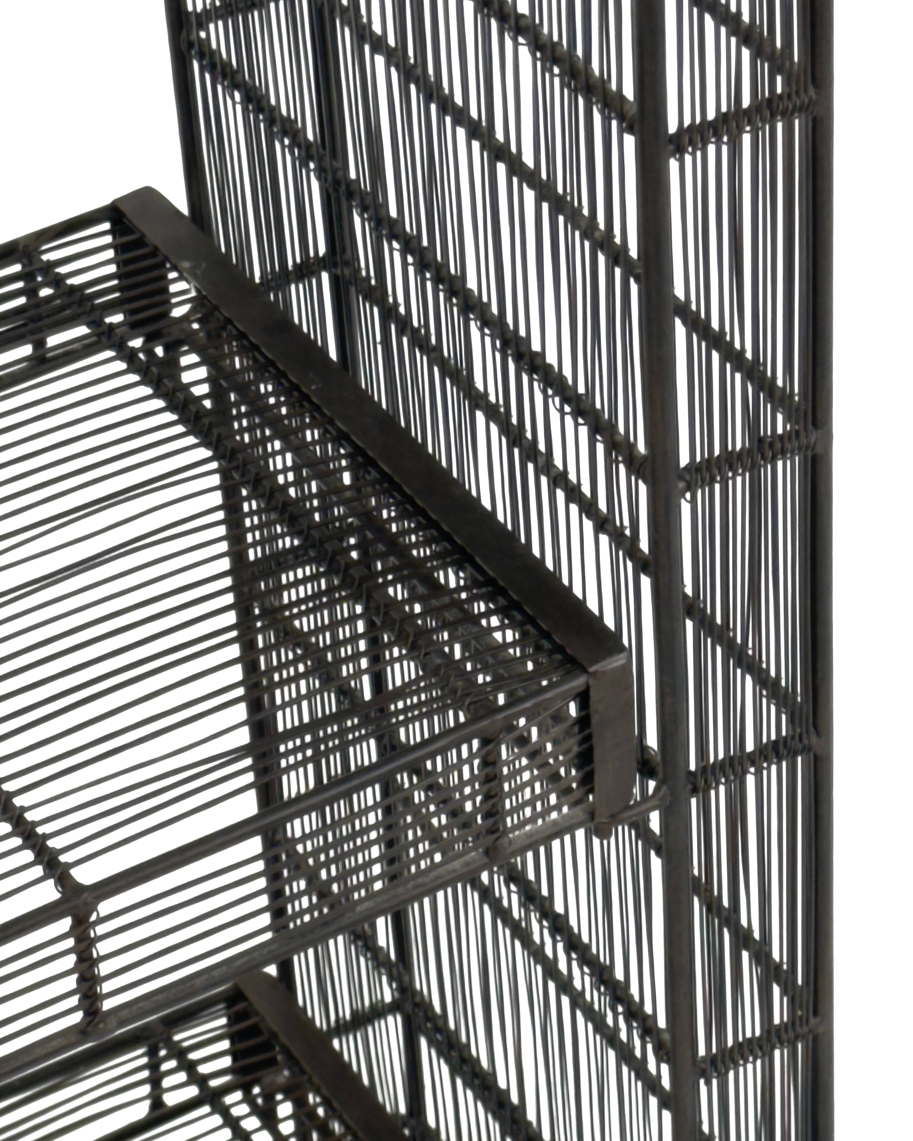 Vintage sculptural metal wire shelving and display table set