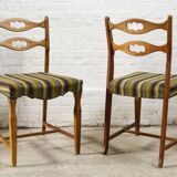 Set of four oak and wool dining room chairs by Henning Kjaernulf, 1960's