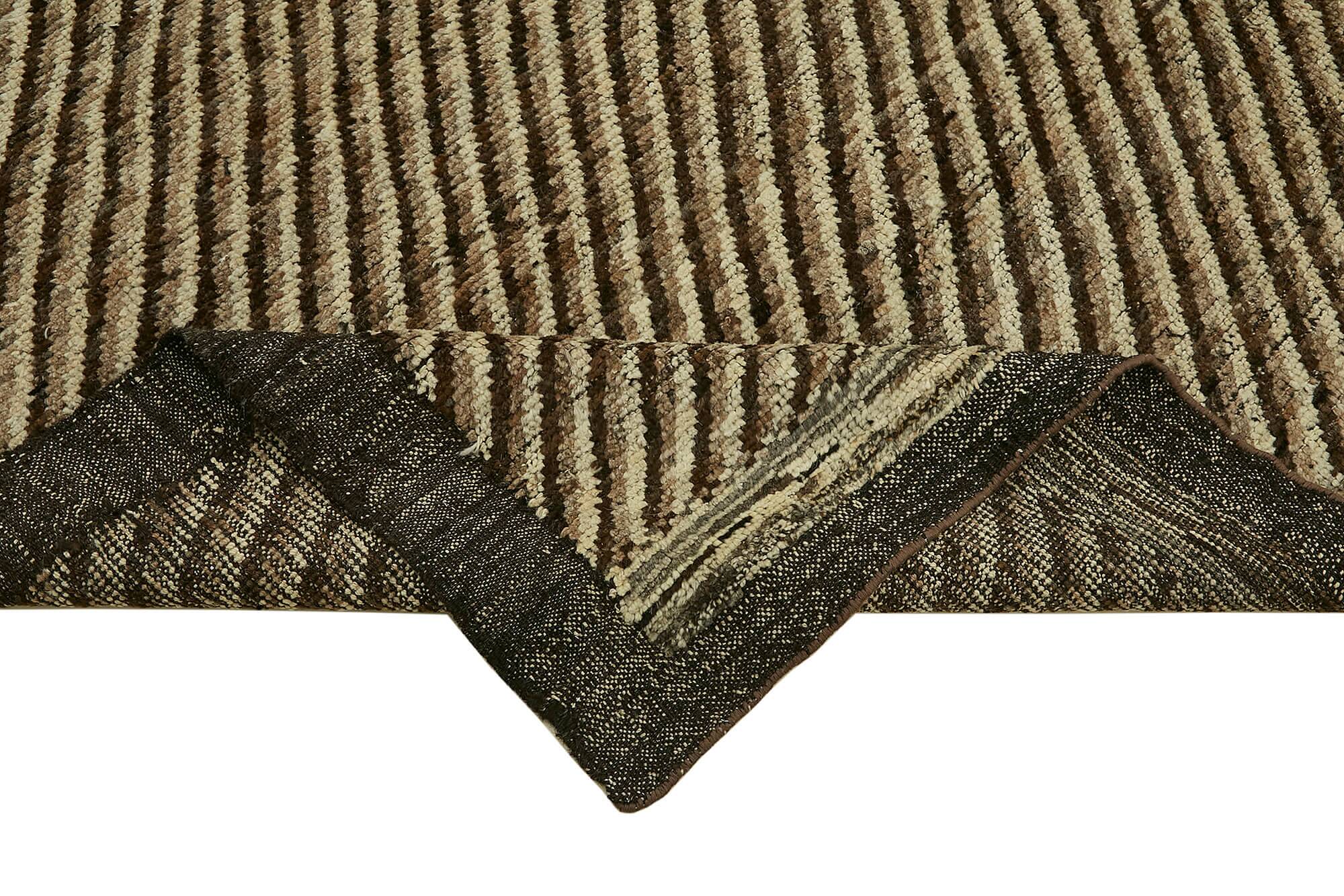 Handwoven Turkish Rustic 283 cm x 345 cm Brown Wool Carpet