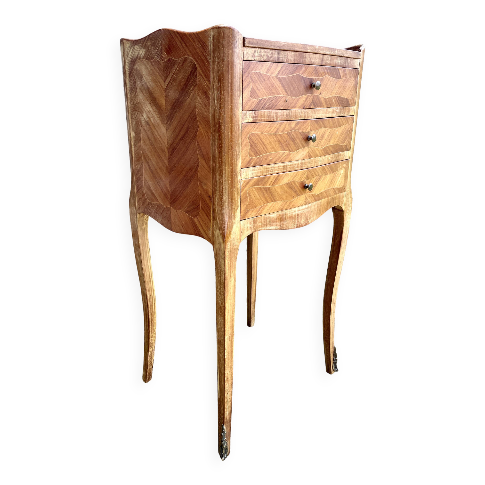 Meuble de chevet marqueté Louis XV