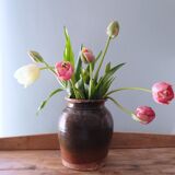 Old glazed terracotta pot