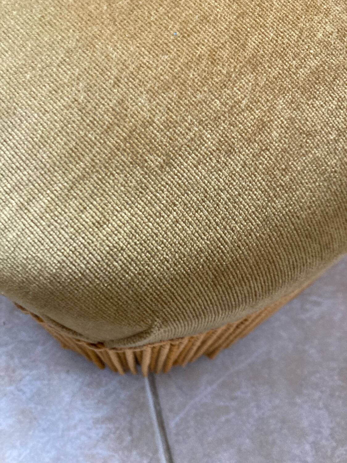 Golden yellow velvet toad pouf