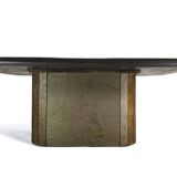 Table basse brutaliste Paul Kingma - pierre, ardoise et laiton