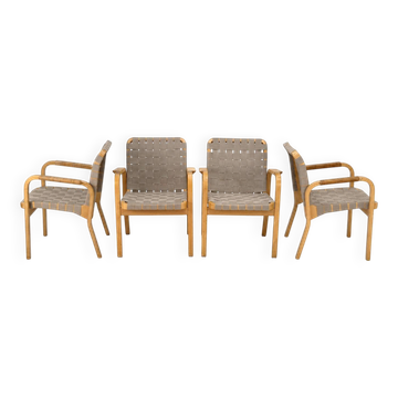 Chaises Lounge Modèle 45 par Alvar Aalto pour Artek, années 1970, Ensemble de 4