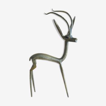 Antilope en laiton des années 1950, gazelle, figure animale