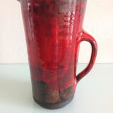 Pitcher in glazed red ceramic / vintag 60s-70s